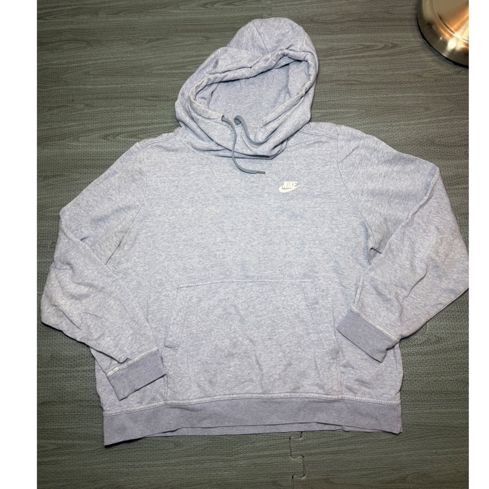 Nike Womens Funnel Neck Hoodie Light Blue Heathered Pullover Sweatshirt Large